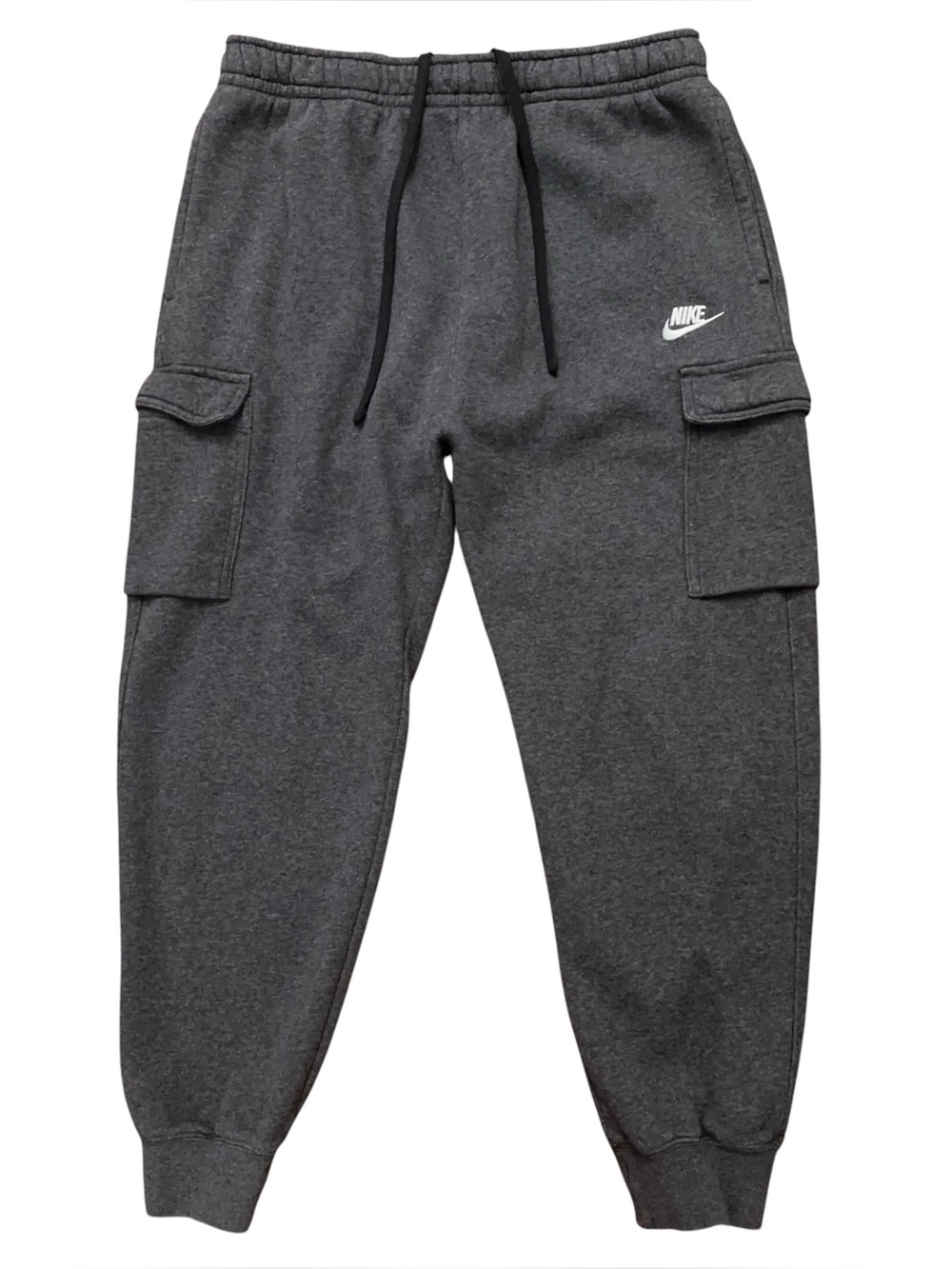 Nike Cargo Jogger Pants Mens Size L NSW Club Fleece Tapered Leg Drawstring Gray